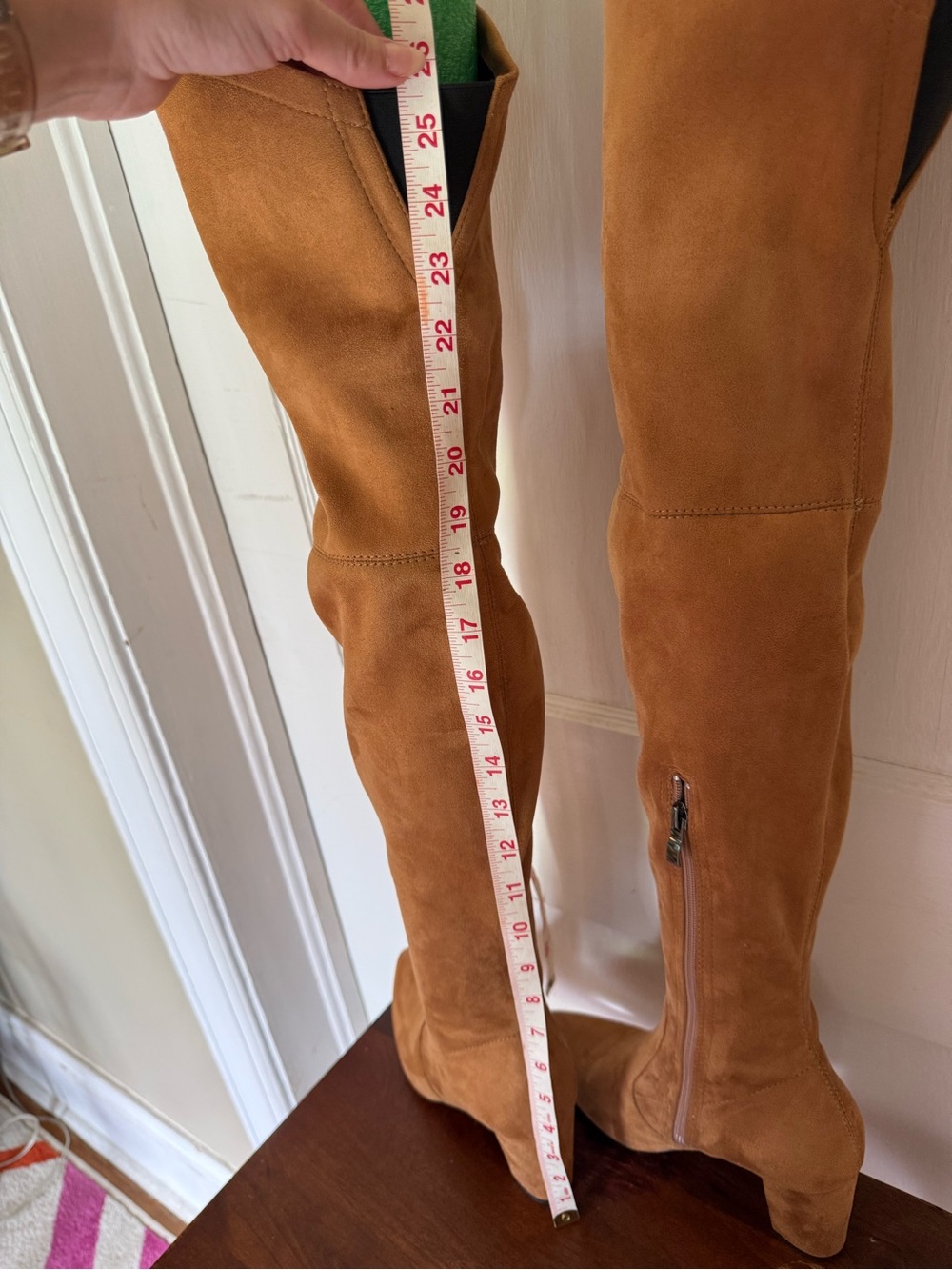 Tan “suede” over the knee boots - Picture 7 of 11